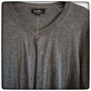Nicole Miller Metallic Gray Long Cardigan, Medium